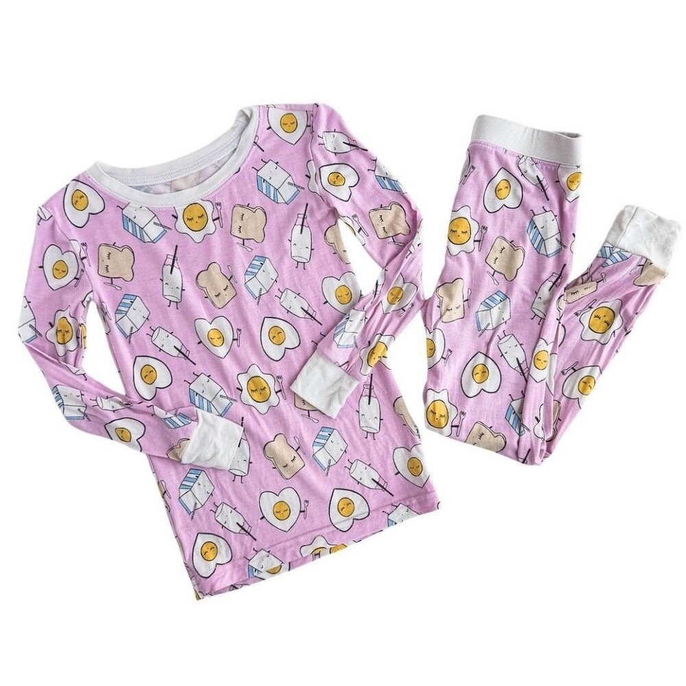 Little Sleepies 3T Pink Breakfast Set Pink Breakfast Food Print Lunaluxe